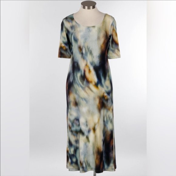 bryn Walker Dresses & Skirts - NWT Bryn Walker S/S Bobbi Dress scoop Rio print watercolor t-shirt maxi dress LG
